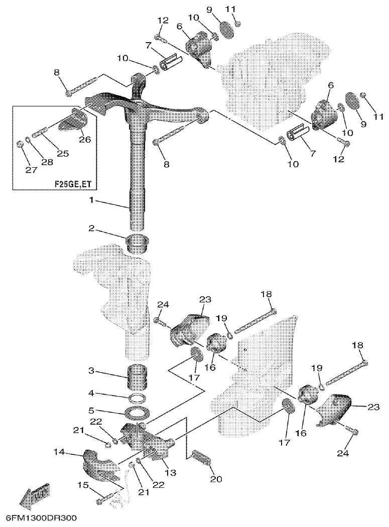 Yamaha F25G BRACKET 3 parts diagram